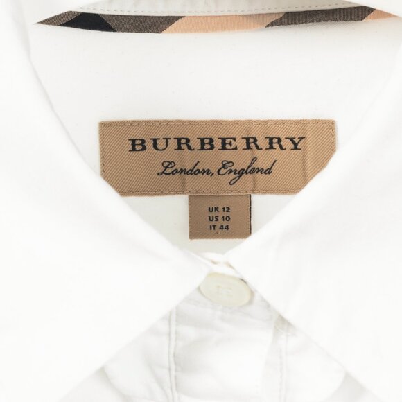 Burberry White Cotton-Poplin Scalloped-Trim Buttoned Shirt - Picture 8 of 12